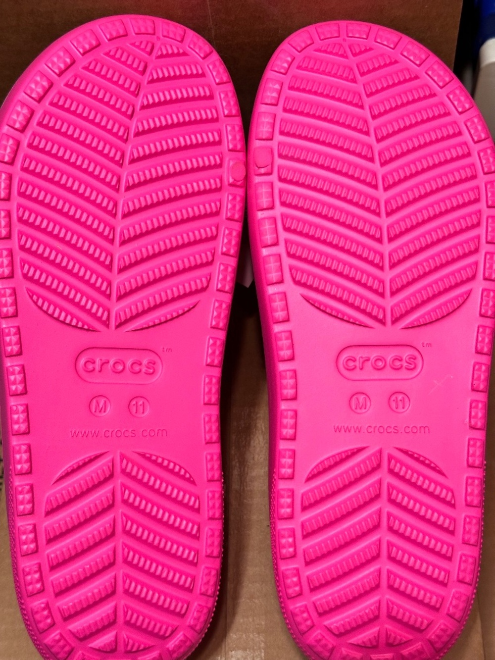 Crocs Barbie Women's Cozy Sandals in Electric Pink, featuring a fuzzy fleece l